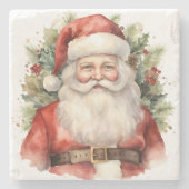 Vintage Kerstman Smiling Stenen Onderzetter (Voorkant)