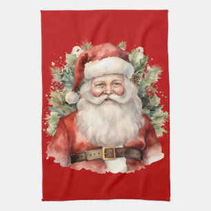 Vintage Kerstman Smiling Theedoek