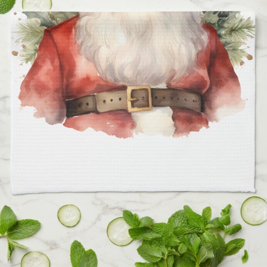 Vintage Kerstman Smiling Theedoek (Gevouwen)