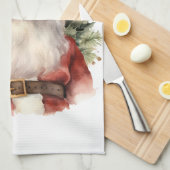 Vintage Kerstman Smiling Theedoek (Quarter Fold)