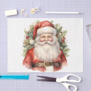 Vintage Kerstman Smiling Tissuepapier