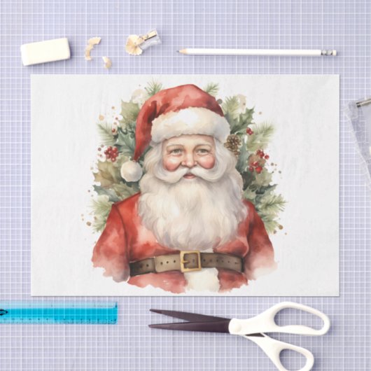 Vintage Kerstman Smiling Tissuepapier (Craft)