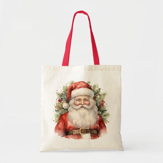 Vintage Kerstman Smiling Tote Bag (Voorkant)