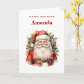 Vintage Kerstman Smiling Verjaardag Kaart (Gele Bloem)