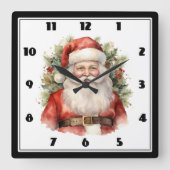 Vintage Kerstman Smiling Vierkante Klok (Voorkant)