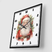 Vintage Kerstman Smiling Vierkante Klok (Hoek)
