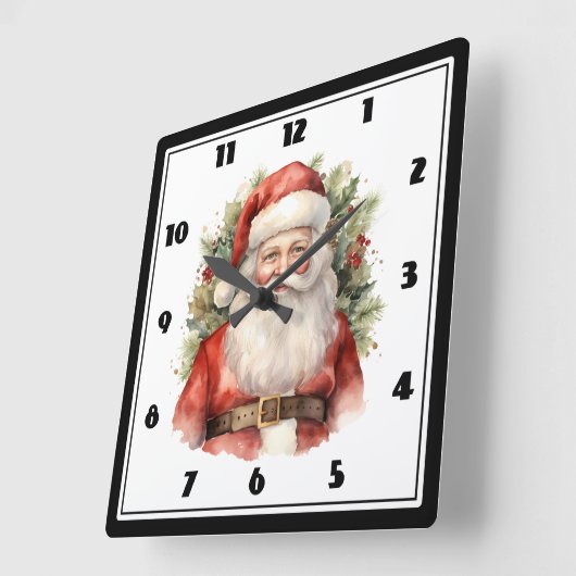 Vintage Kerstman Smiling Vierkante Klok (Hoek)