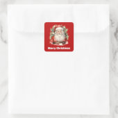Vintage Kerstman Smiling Vierkante Sticker (Tas)