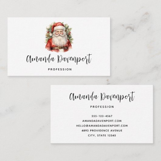 Vintage Kerstman Smiling Visitekaartje (Voorkant / Achterkant)