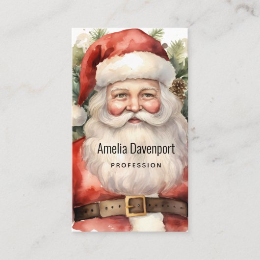 Vintage Kerstman Smiling Visitekaartje (Voorkant)