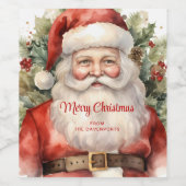 Vintage Kerstman Smiling Wijn Etiket (Enkel label)