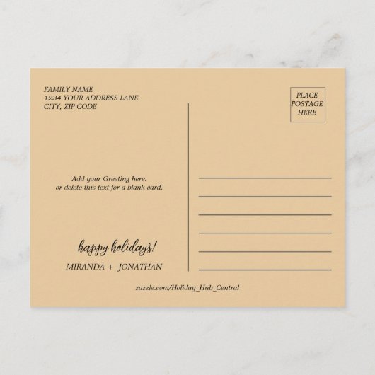 Vintage Kerstman, sneeuw en boom Feestdagenkaart (Achterkant)