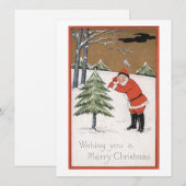 Vintage Kerstman Snij Boom Feestdagenkaart (Voorkant / Achterkant)
