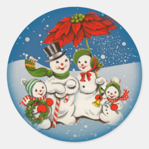 Vintage-kerstman Sticker familie Snowman
