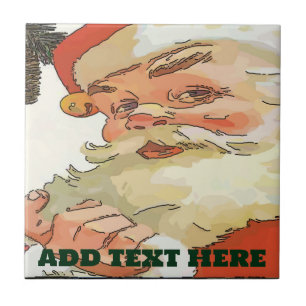 Vintage Kerstman Tegels, voeg tekst toe Tegeltje