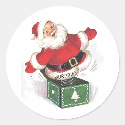 Vintage Kerstman Verrassing Ronde Sticker (Voorkant)