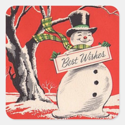 Vintage Kerstman Vierkante Sticker (Voorkant)