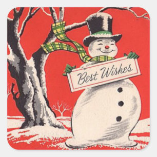 Vintage Kerstman Vierkante Sticker