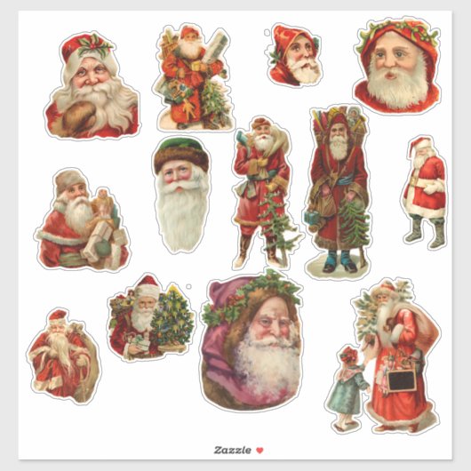Vintage Kerstman Vignettes Sticker (Vel)
