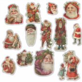 Vintage Kerstman Vignettes Sticker (Voorkant)
