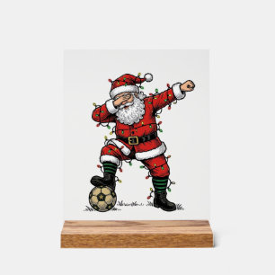 Vintage Kerstman Voetbal Kerst Sport T-shirt_1 Acryl Bord