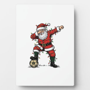 Vintage Kerstman Voetbal Kerst Sport T-shirt_1 Fotoplaat