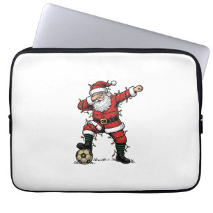Vintage Kerstman Voetbal Kerst Sport T-shirt_1 Laptop Sleeve