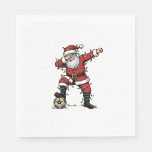 Vintage Kerstman Voetbal Kerst Sport T-shirt_1 Servet