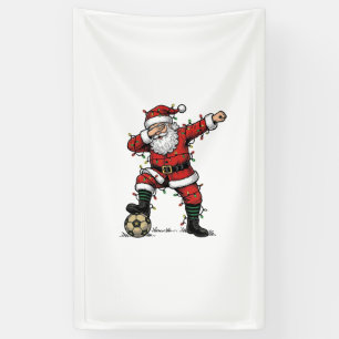 Vintage Kerstman Voetbal Kerst Sport T-shirt_1 Spandoek