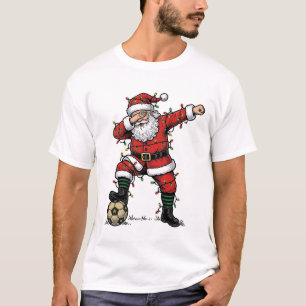 Vintage Kerstman Voetbal Kerst Sport T-shirt_1 T-shirt