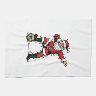 Vintage Kerstman Voetbal Kerst Sport T-shirt_1 Theedoek