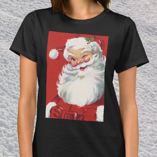 Vintage Kerstman, vrolijk en knipogend T-shirt