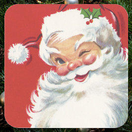 Vintage Kerstman, vrolijk en knipogend Vierkante Sticker
