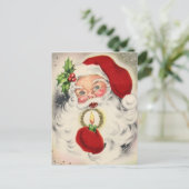 Vintage Kerstman w/candle Feestdagenkaart (Staand voorkant)