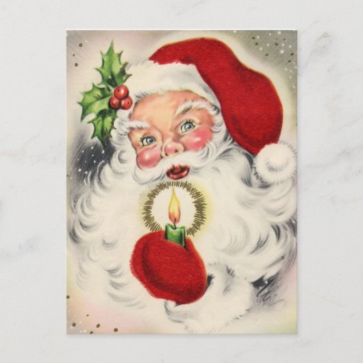 Vintage Kerstman w/candle Feestdagenkaart (Voorkant)