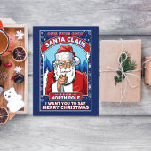 Vintage Kerstman Zegt Vrolijk Kerstfeest Feestdagenkaart