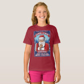 Vintage Kerstman Zegt Vrolijk Kerstfeest T-shirt (Voorkant volledig)