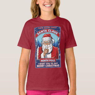 Vintage Kerstman Zegt Vrolijk Kerstfeest T-shirt