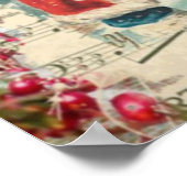 Vintage Kerstmannetjes, Kinderen, Muzieknoten  Poster (Hoek)