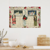Vintage Kerstmannetjes, Kinderen, Muzieknoten  Poster (Keuken)