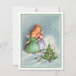 Vintage-kerstmannetjes met kerstbomen feestdagenkaart<br><div class="desc">Vintage-kerstmannetjes met kerstbomen</div>