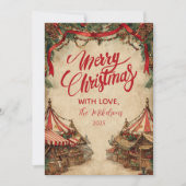 Vintage kerstmarkt feest feestdagenkaart (Voorkant)