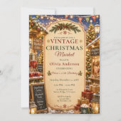 Vintage Kerstmarkt Feest Kaart (Voorkant)