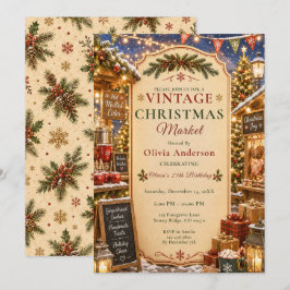 Vintage Kerstmarkt Feest Kaart