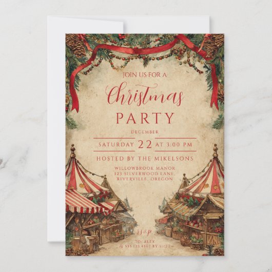 Vintage kerstmarkt kaart (Voorkant)