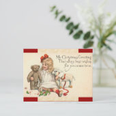 Vintage-kerstmeisje Briefkaart (Staand voorkant)