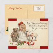 Vintage-kerstmeisje Briefkaart (Voorkant / Achterkant)