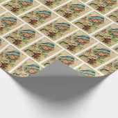 Vintage-kerstmeisje Cadeaupapier (Hoek)