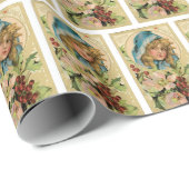 Vintage-kerstmeisje Cadeaupapier (Rol Hoek)