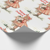 Vintage kerstmeisje cadeaupapier (Hoek)